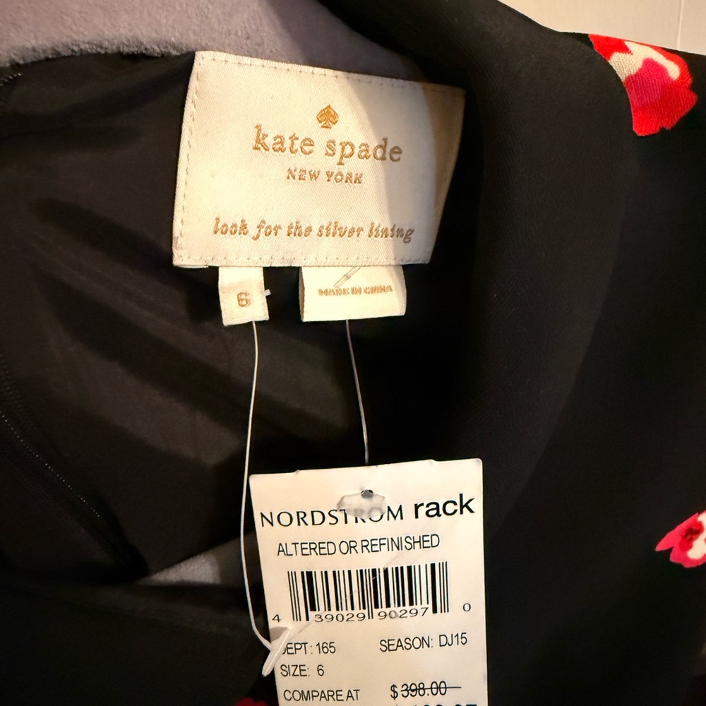 NWT- floral Kate Spade Black Dress - Picture 3 of 5